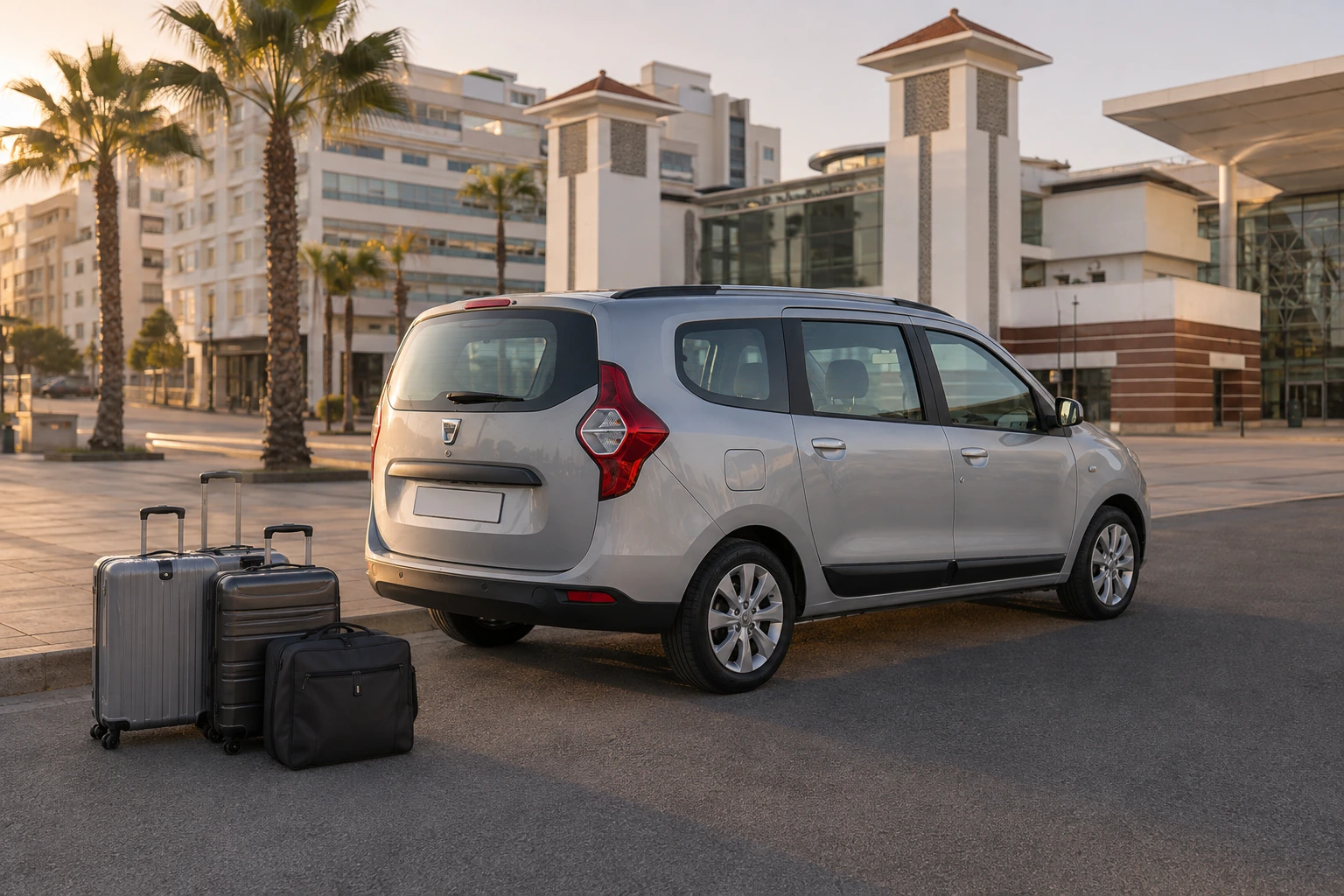 Dacia Lodgy de location près de la Gare Tanger-Ville avec bagages
