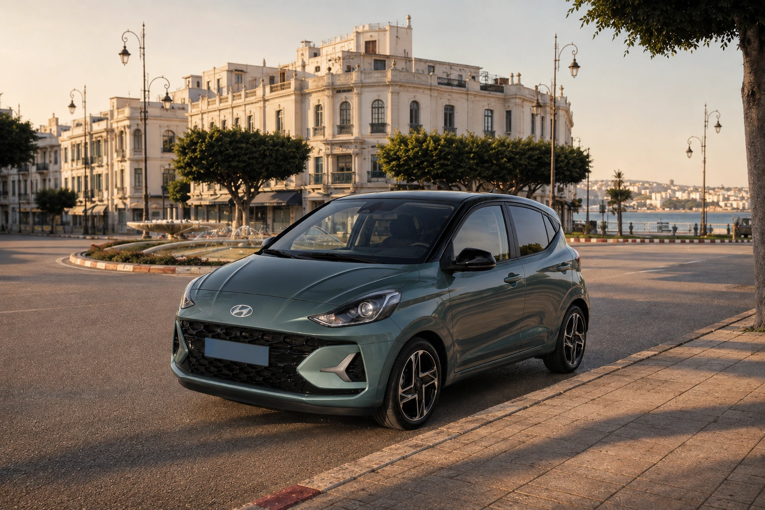 Hyundai i10 de location dans le centre-ville de Tanger près du boulevard Pasteur