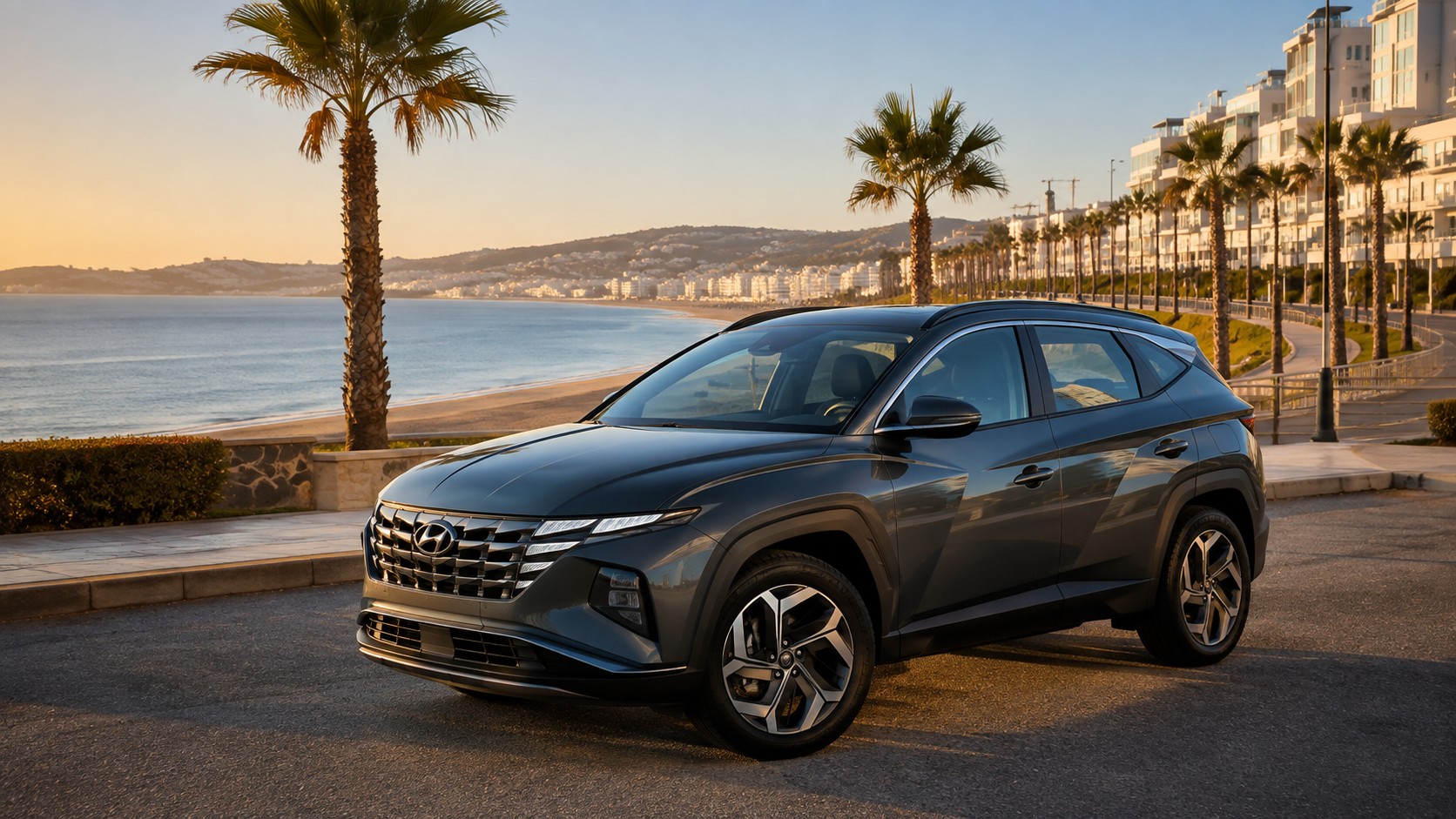 Hyundai Tucson de location sur la Corniche de Tanger