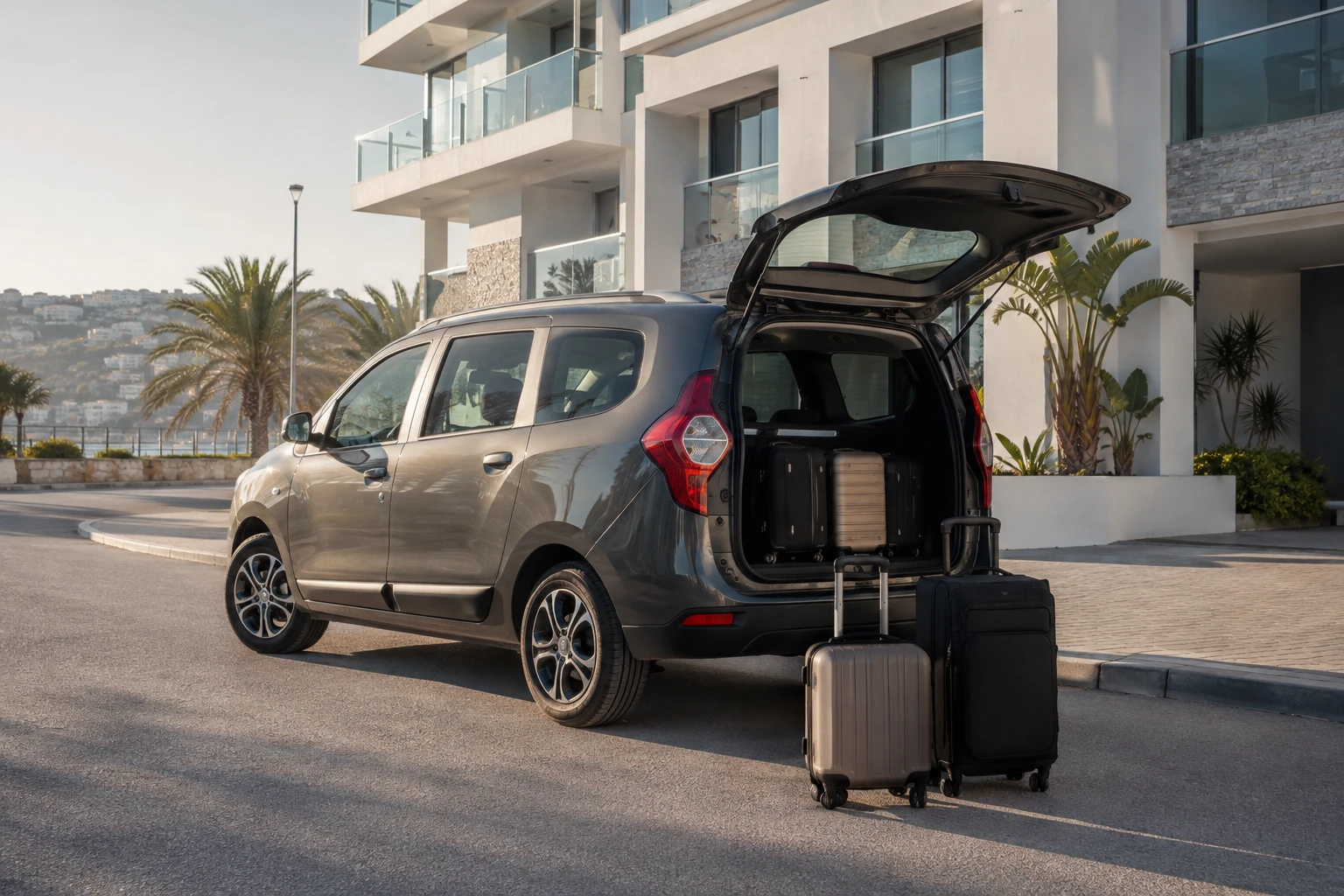 Dacia Lodgy pour une location courte durée avec bagages à Malabata Tanger