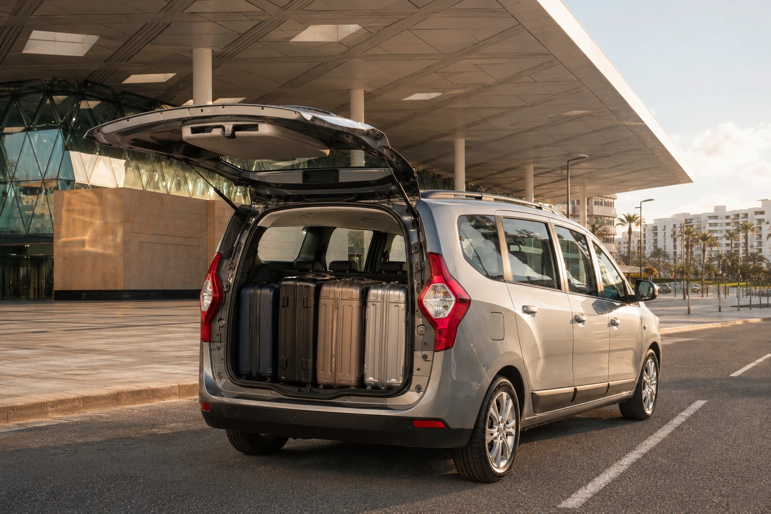 Dacia Lodgy de location avec bagages à la Gare Tanger-Ville