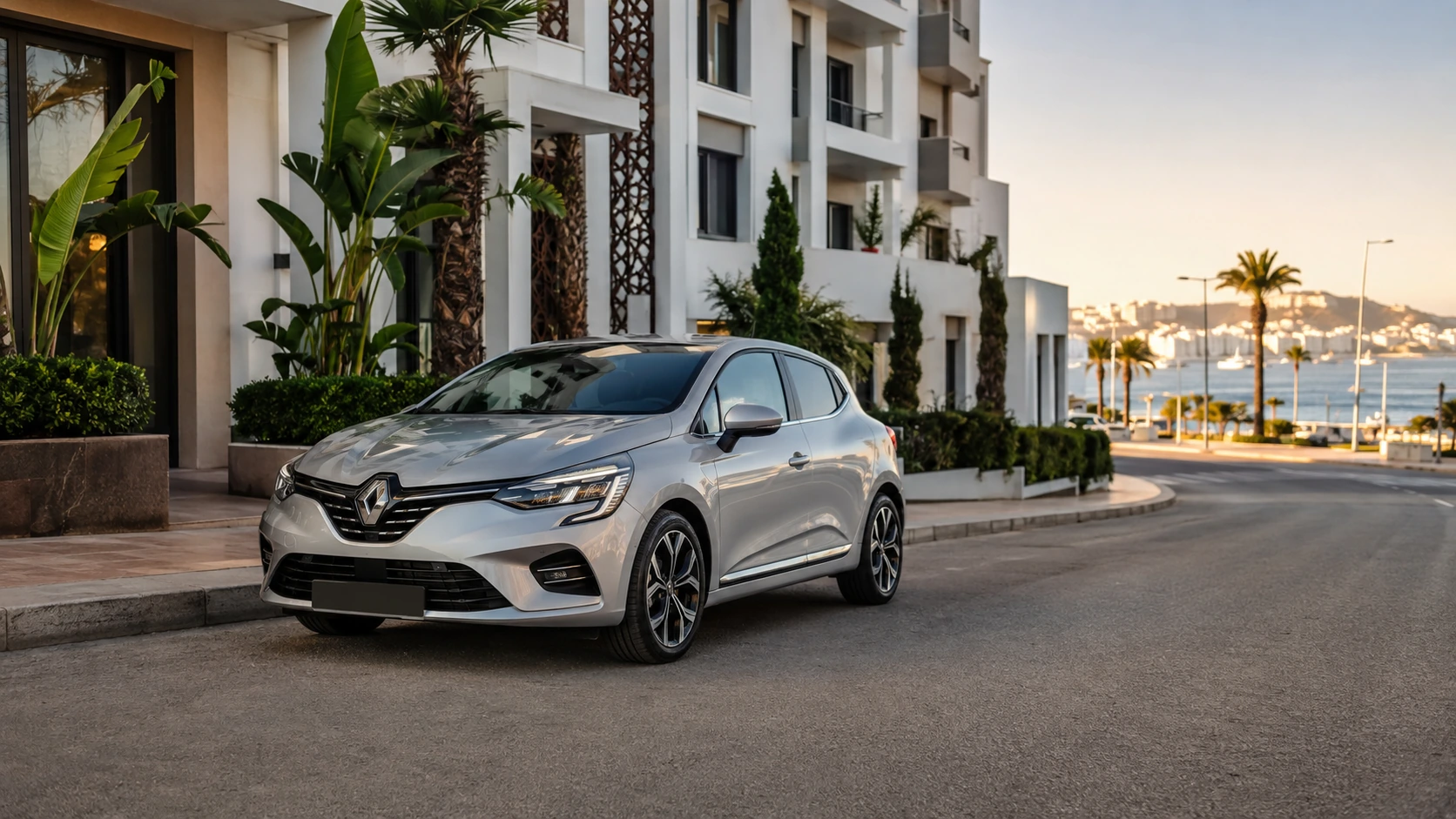 Voiture de location livrée devant un hébergement à Tanger