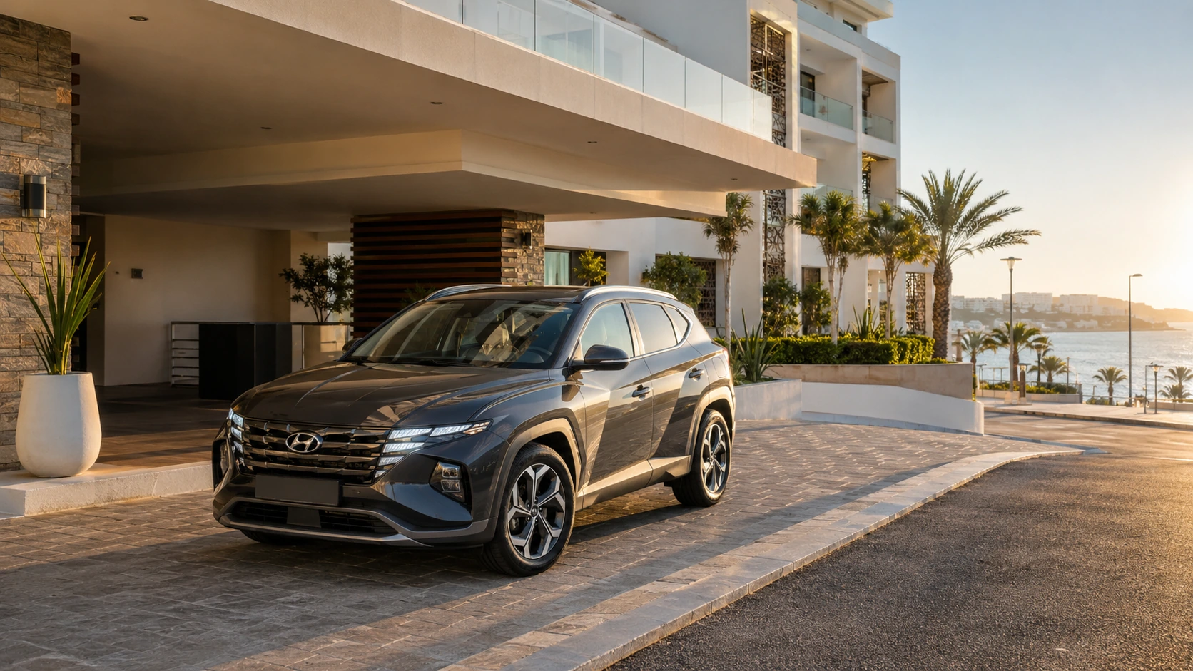 SUV de location devant un hôtel à Malabata à Tanger