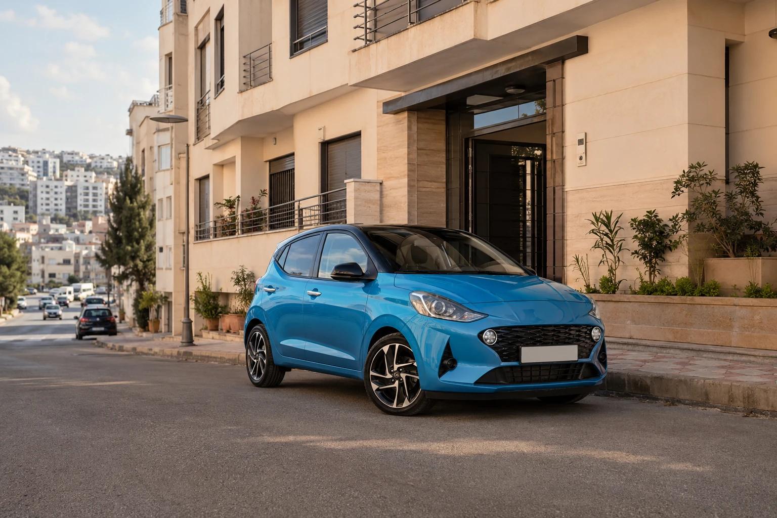 Hyundai i10 automatique pour une location de voiture à Jirrari à Tanger