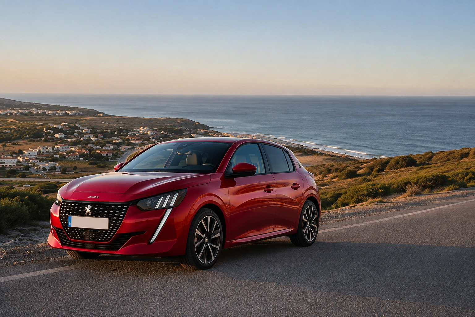 Peugeot 208 de location dans le secteur côtier d’Achakar à Tanger