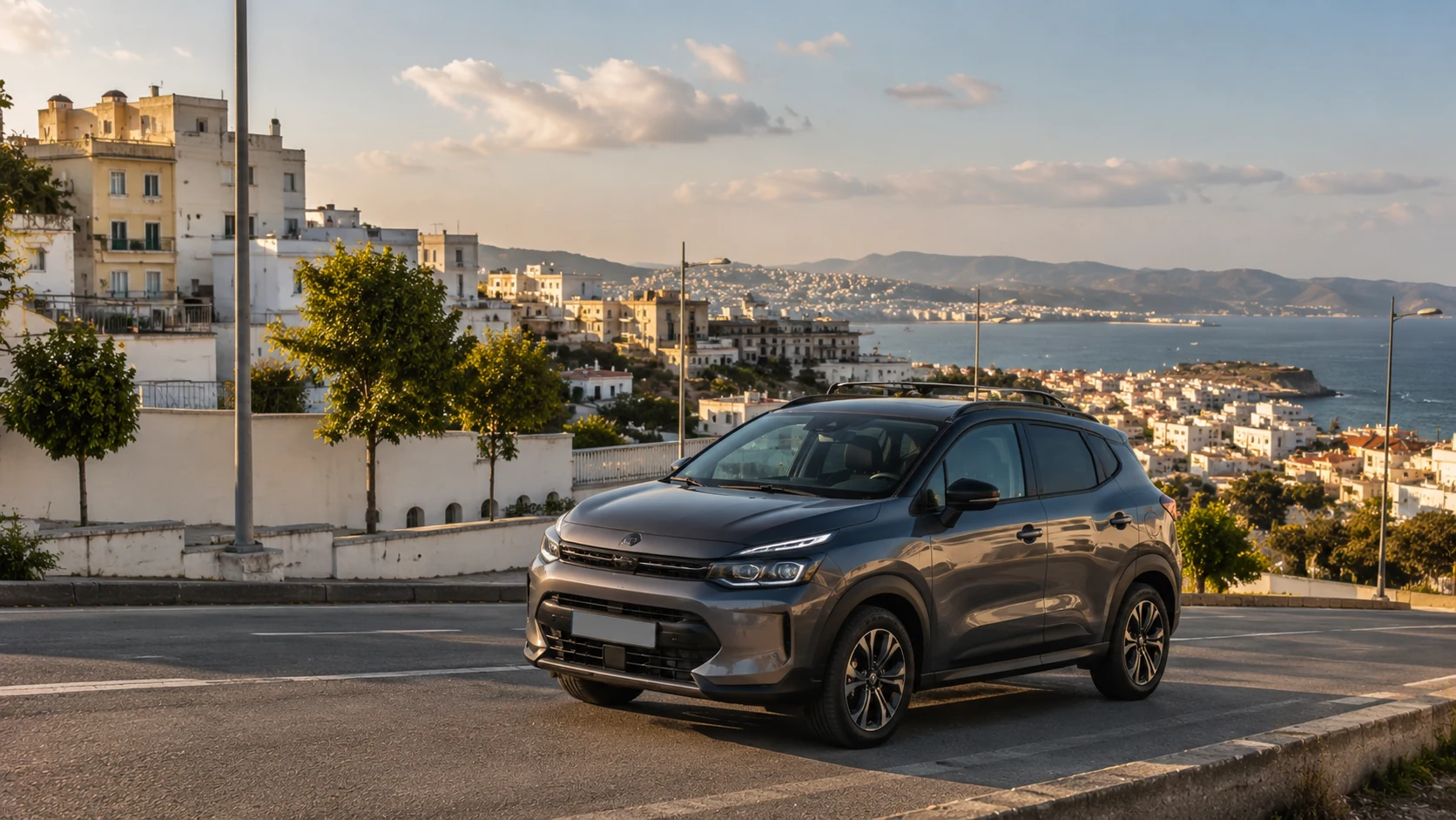 SUV récent sur une route de Tanger entre Dradeb et le secteur de Marchan