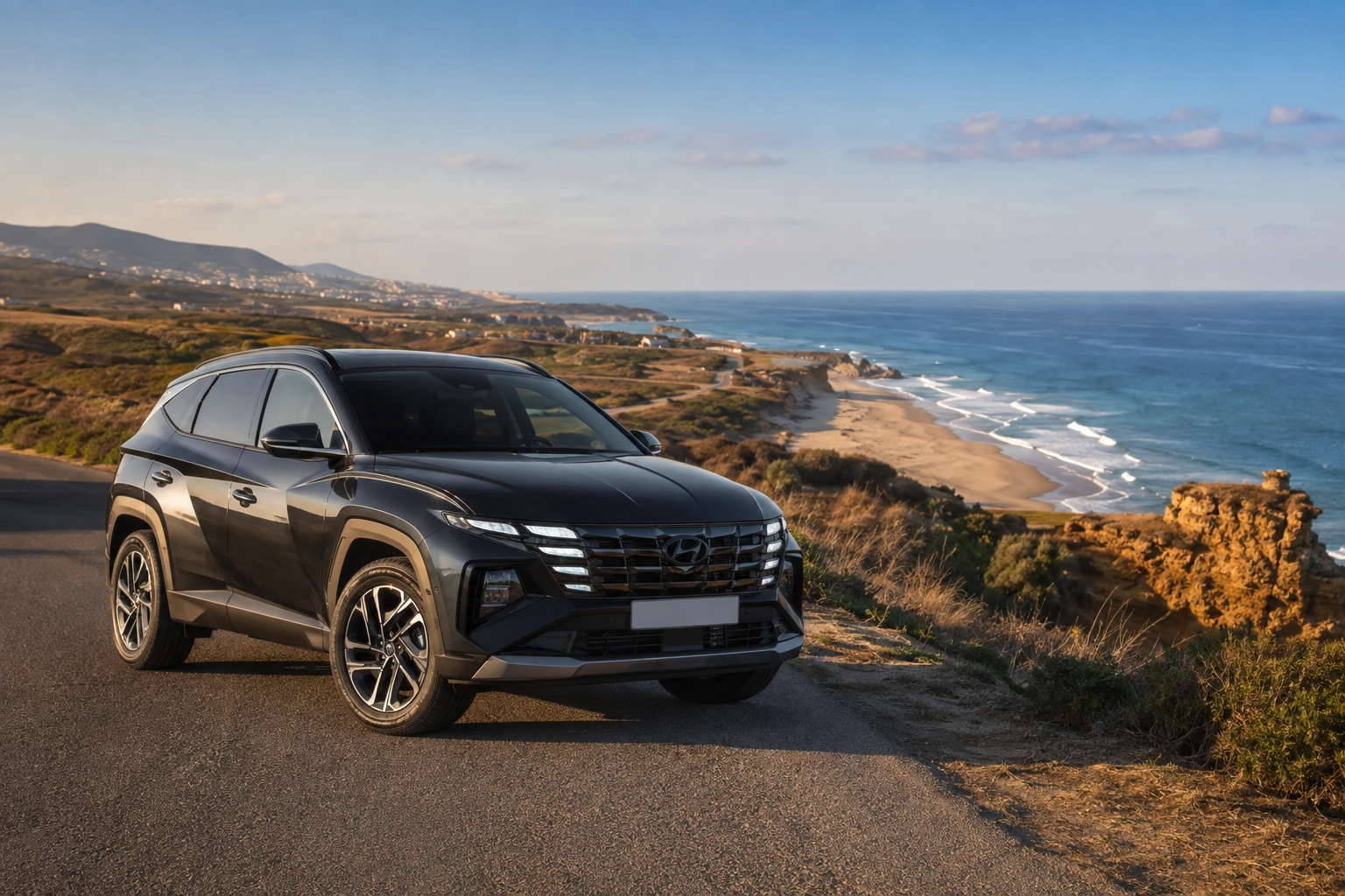 Hyundai Tucson de location sur la côte d’Achakar à Tanger