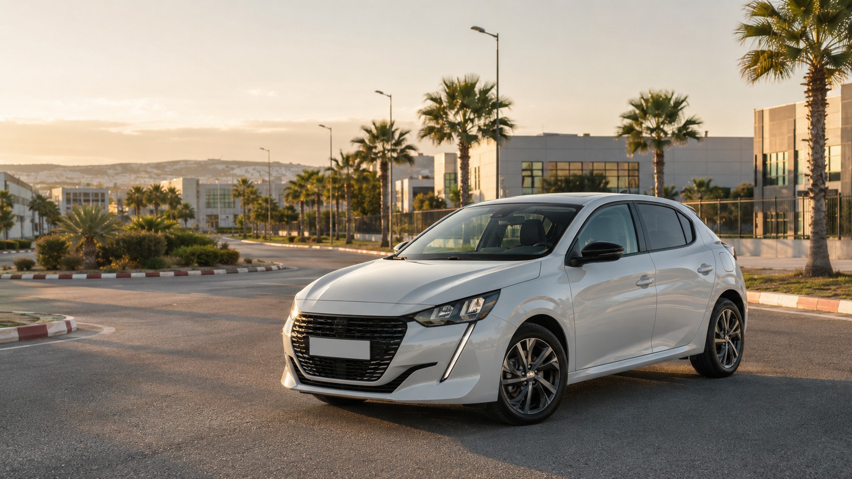 Peugeot 208 de location pour un trajet entre Gueznaia et l’aéroport de Tanger
