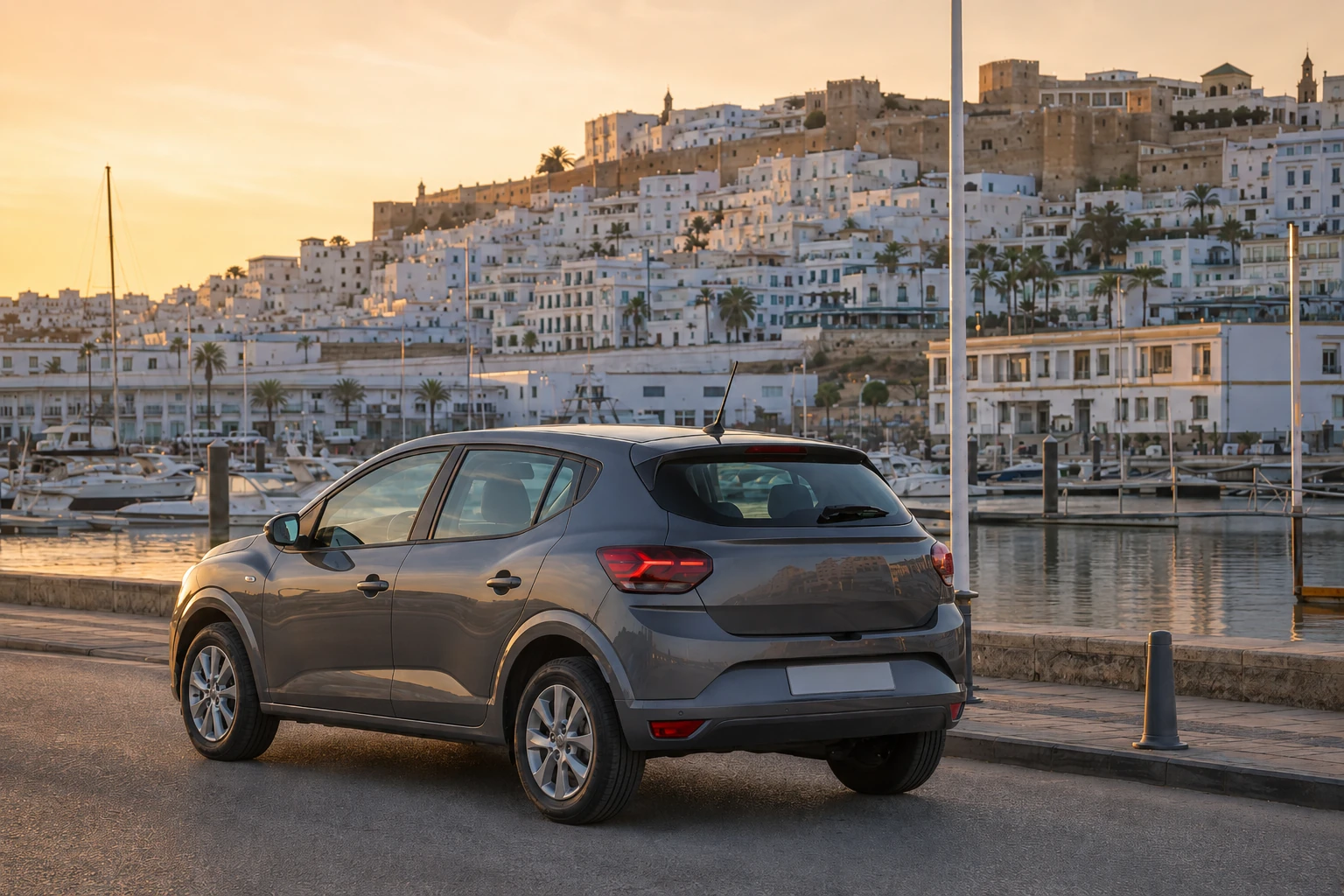 Voiture de location entre la Médina et le front de mer de Tanger