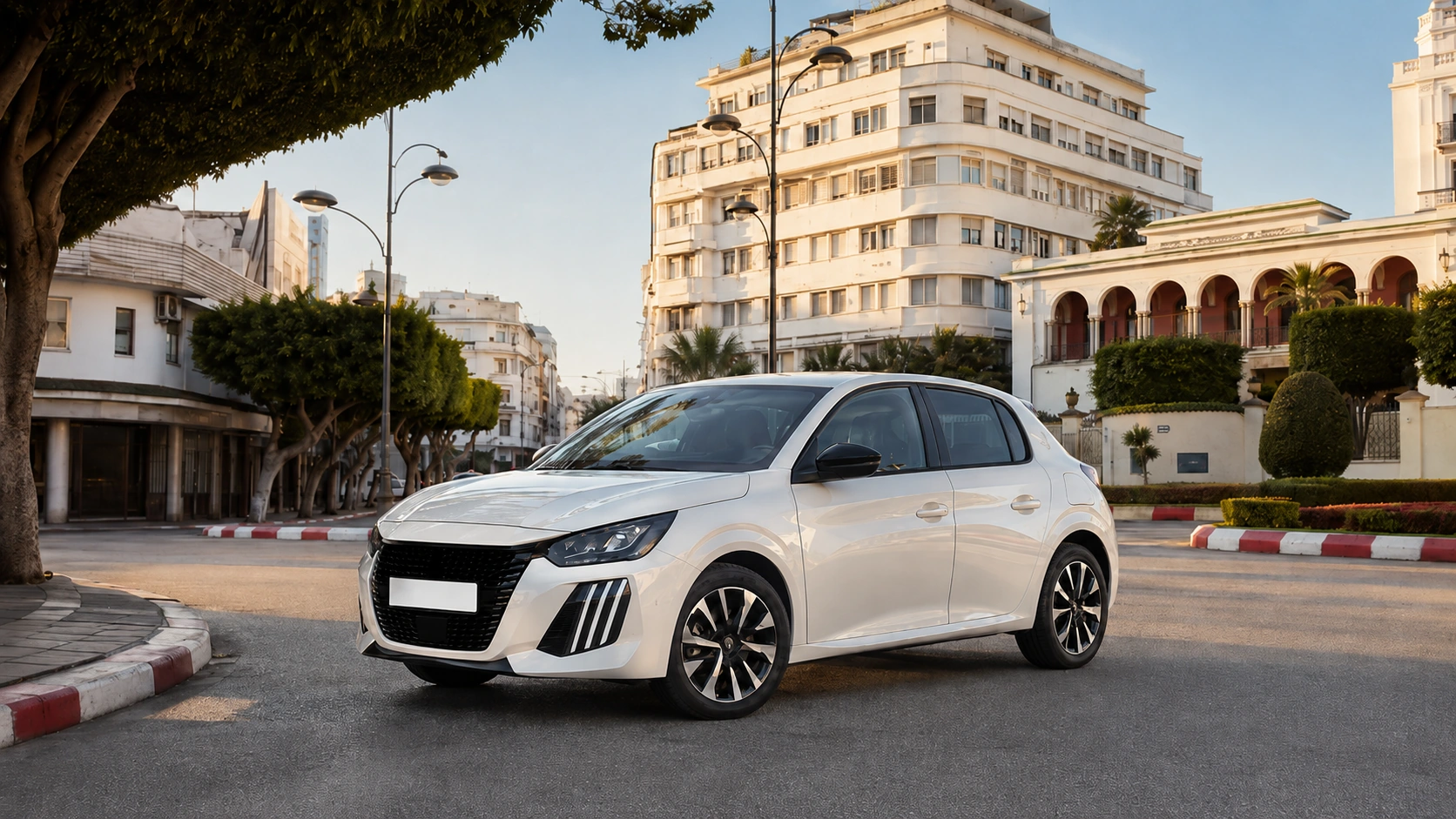 Peugeot 208 de location dans le centre de Tanger près de Place de France