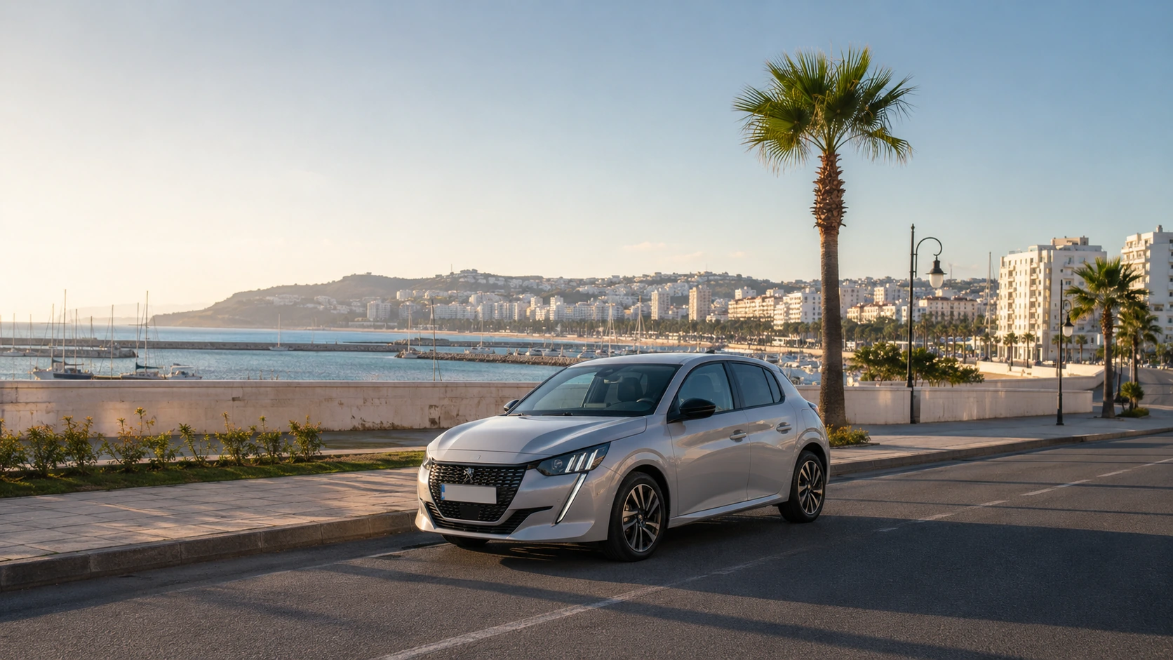 Voiture de location près de la Plage Municipale et du front de mer de Tanger