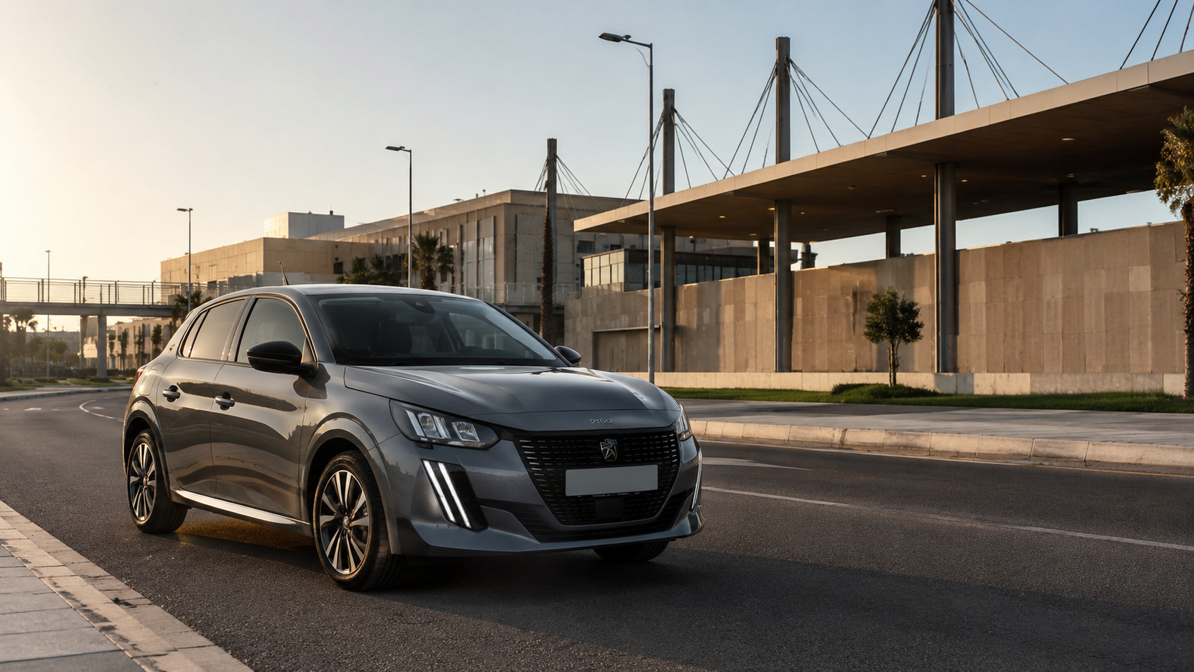Peugeot 208 hybride de location dans l’ouest de Tanger près d’Ahammar