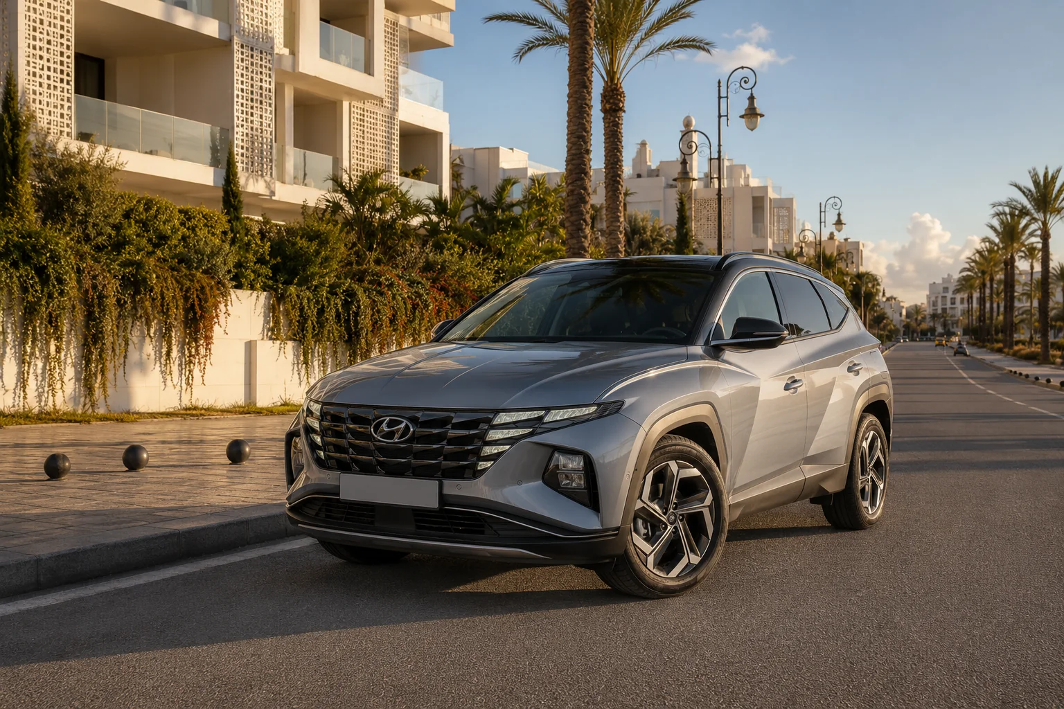 Hyundai Tucson de location près de Socco Alto sur Route California à Tanger