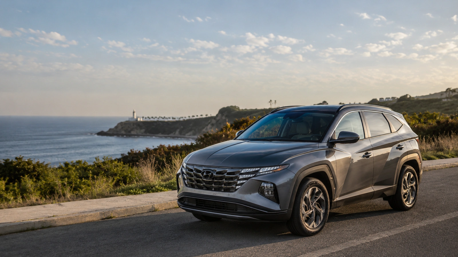 Hyundai Tucson de location sur la côte de Tanger en direction de Cap Spartel