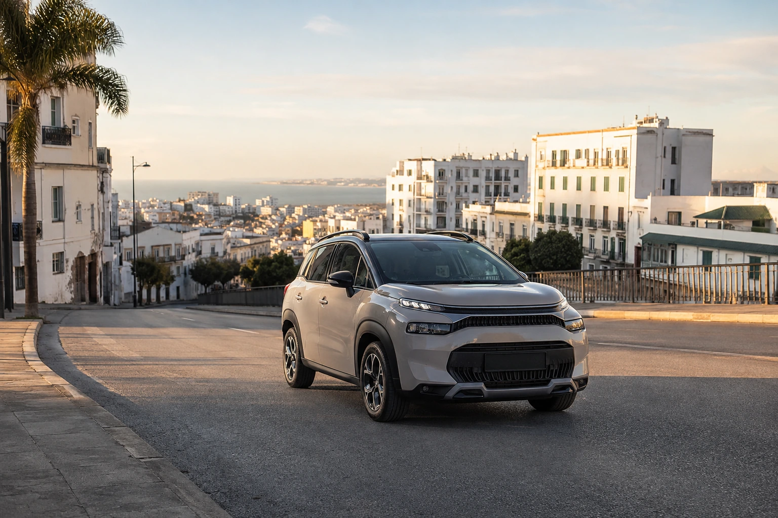 SUV de location dans un environnement urbain de Tanger près de Doukka