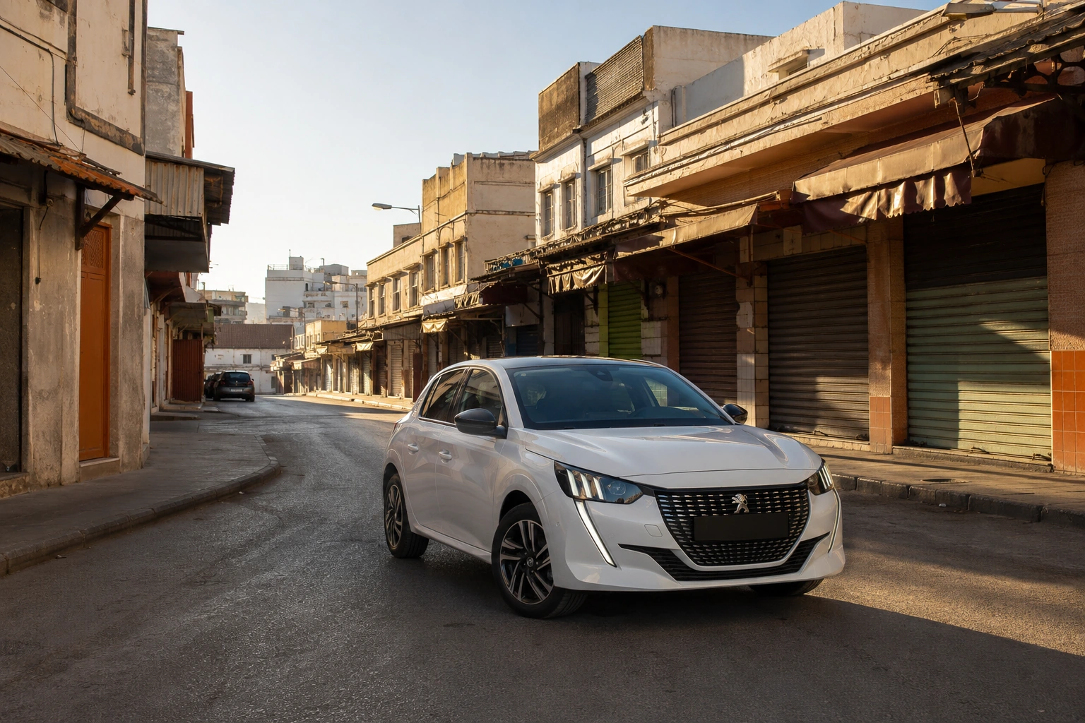 Citadine de location livrée dans un quartier de Tanger