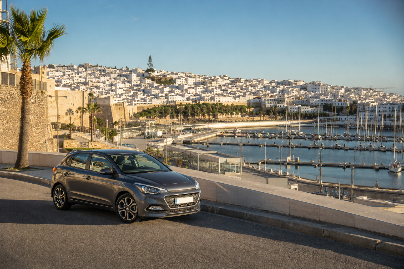 Voiture de location entre le Port de Tanger-Ville et le centre historique de Tanger